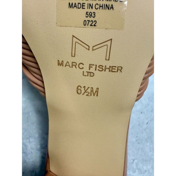 Marc Fisher Nude Chunky Heel‎ Mule Sandals Womens Size 6.5 Leather Square Toe - Picture 11 of 11